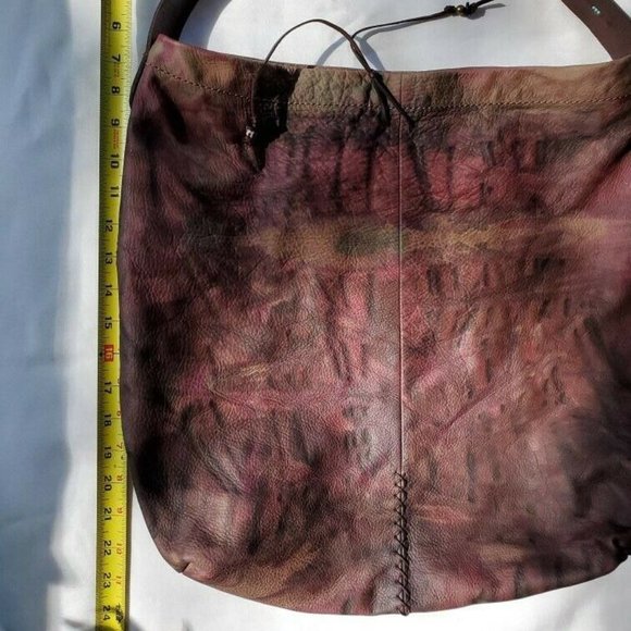 Leather cowgirl hippy bag purse hobo black brown tan red burgundy beige tie dyed - Picture 6 of 11